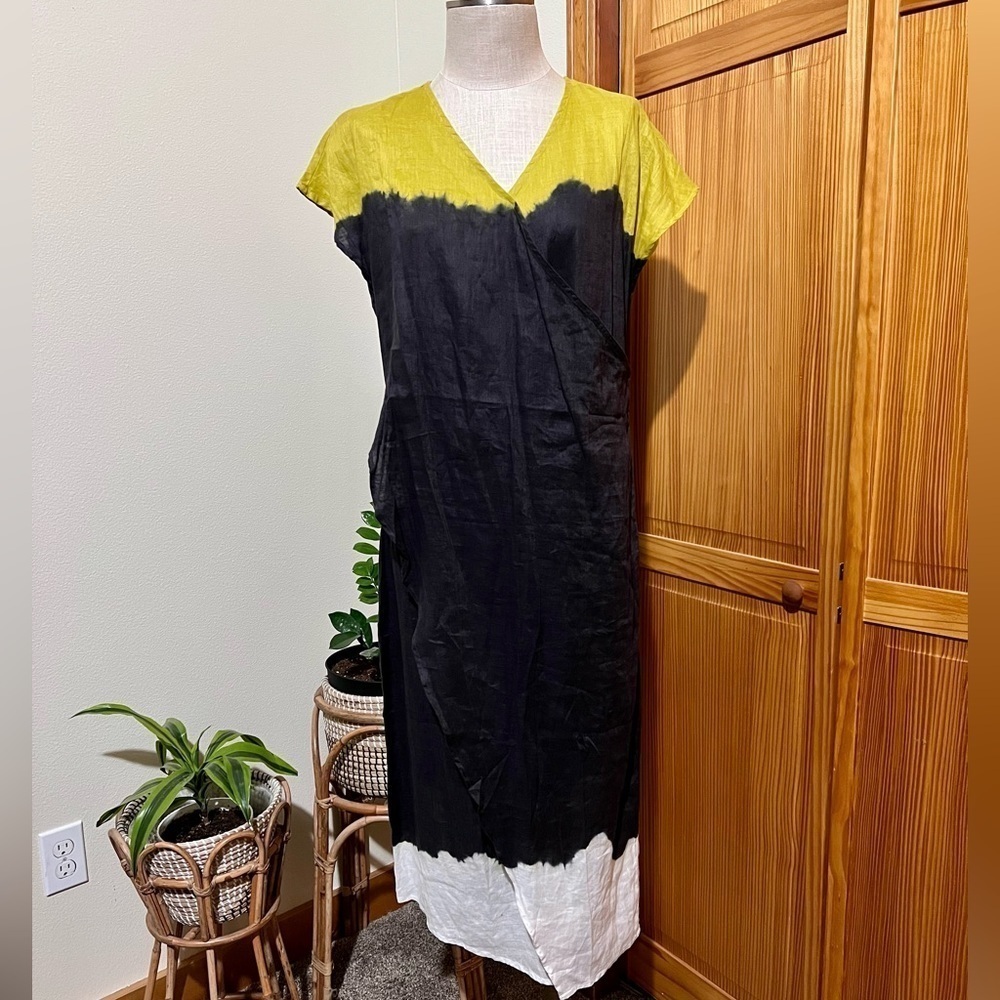 NWT Soft Surroundings Medium Linen Maxi Dress Dip Dyed - Picture 2 of 8